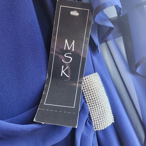 Msk Beaded-Strap Capelet-Back Dress size small color midnight - Picture 3 of 13